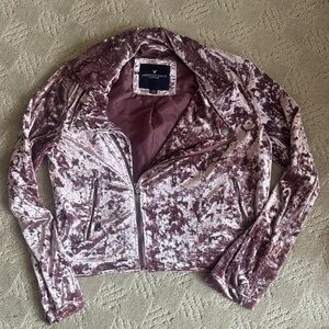 American Eagle Outfitters Mauve Velvet Bomber Jacket